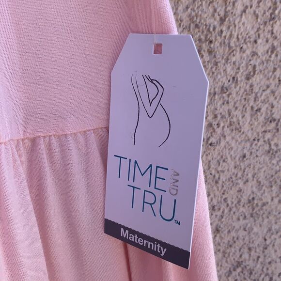 Time And Tru Maternity Baby Doll Pink Short Sleeve Boat Neck Top Medium 8-10 NEW - Picture 4 of 6